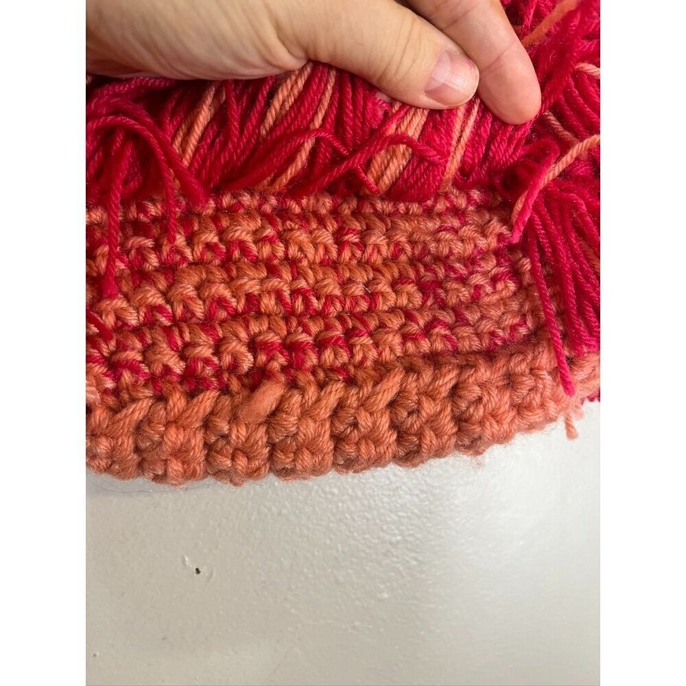 Handmade Crocheted Fringe Bag Pink S Fringe Retro Boho HIppie Indie Folk Artsy - Picture 3 of 10